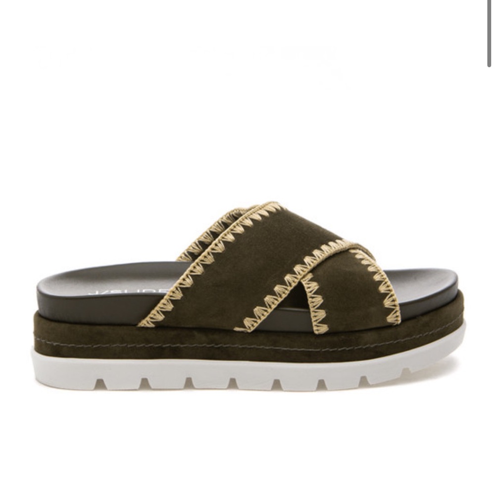 NWT J/SLIDES BOO Khaki Suede Sandal - Picture 2 of 14
